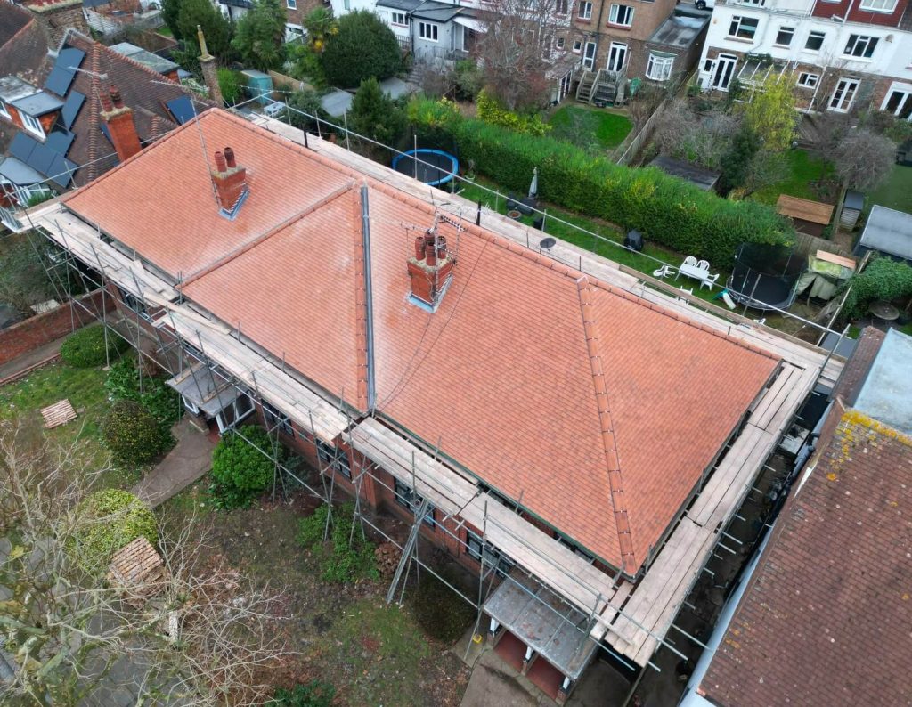 new tiled roof installed