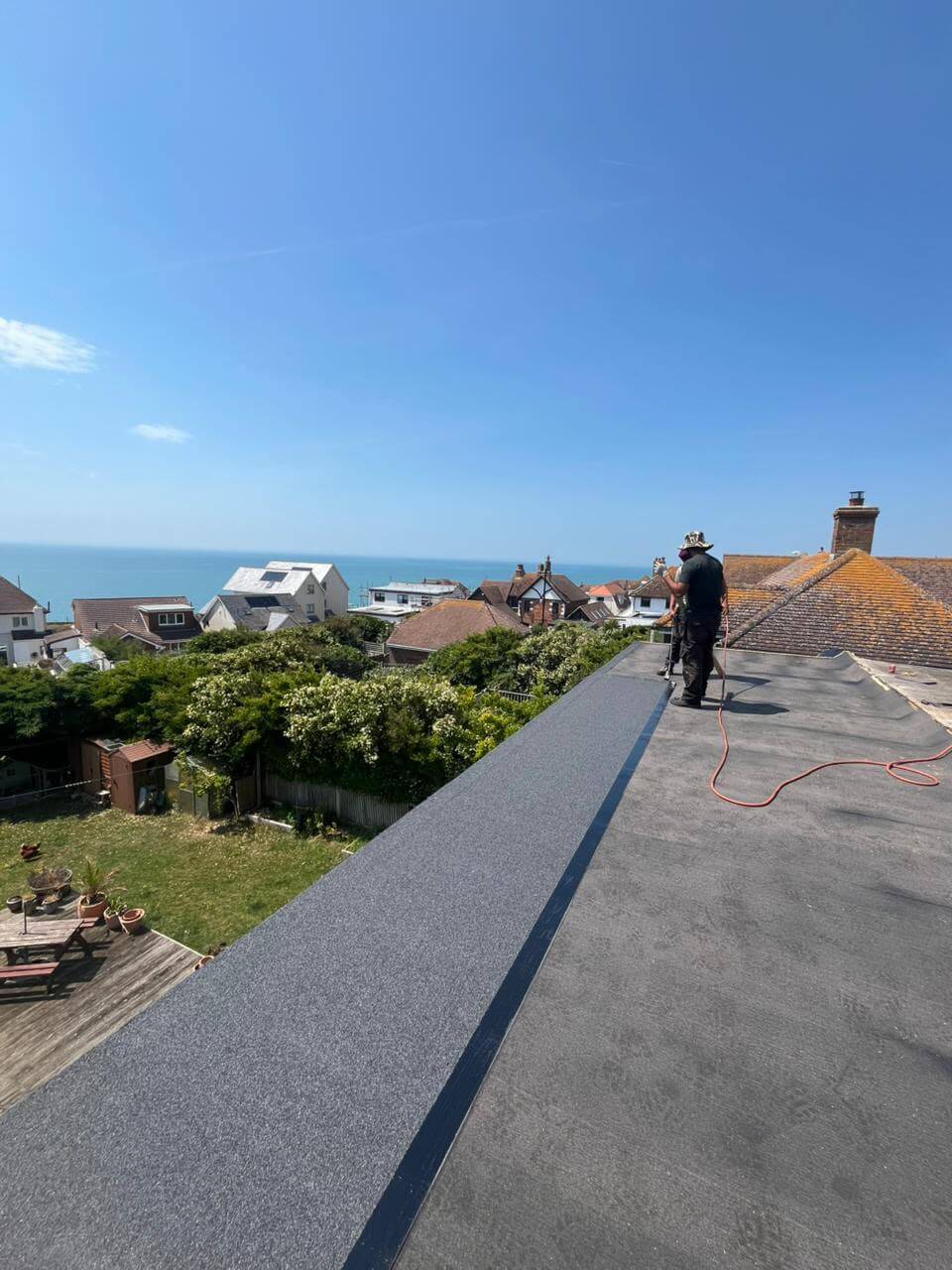 working on a flat roof